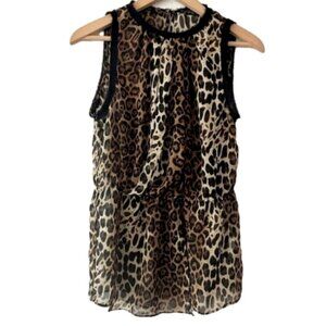 Zara Leopard Sleeveless Chiffon Blouse Top- Size Small (bin 1J)